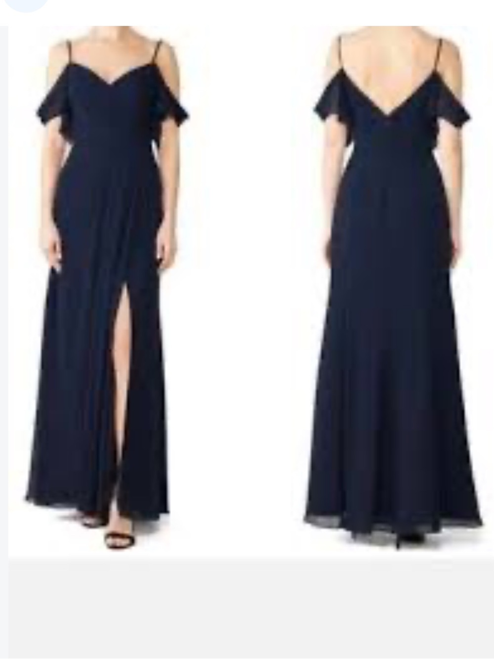 Watters Navy Maxi chift gown with Front Slit size 2 bridesmaids dress